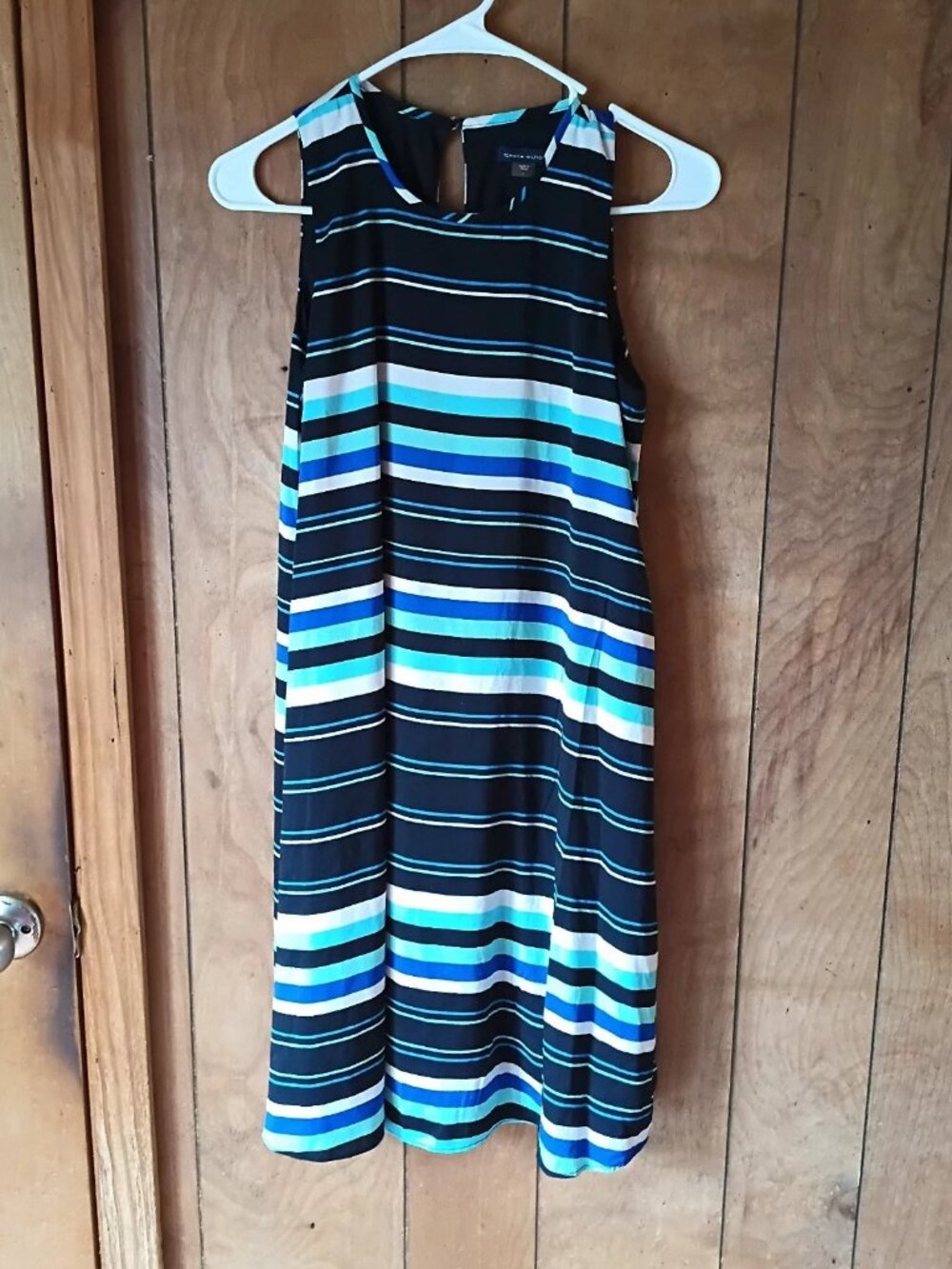 Tommy Hilfiger Women’s Dress Size 4 Black Blue Striped Sleeveless